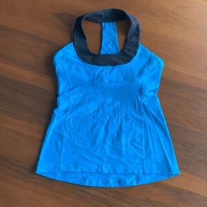 Lululemon 8 Scoop Tank Bright Blue and Black Tank Top